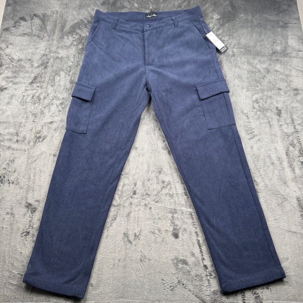 Public Record Mens Navy Blue Corduroy Cargo Pants Size Large NWT Streetwear